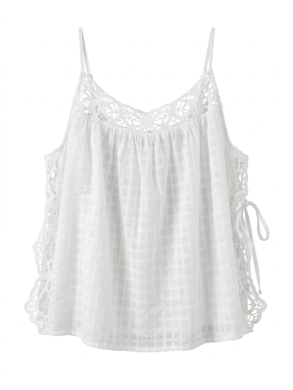 American Eagle Outfitters White Crochet-Trim Tie-Side Camisole